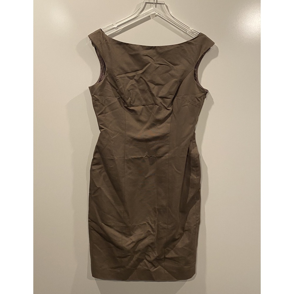 LK Bennett London Taupe Brown Sheath Dress Bateau‎ Neck Sleeveless Size 8